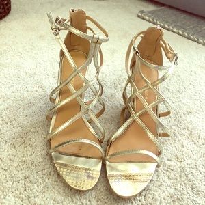 Gold Badgley Mischka Wood Heel